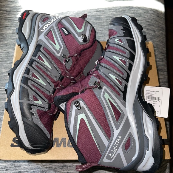 Women's salomon xultra pioneer mid cswp hiking boots wine tasting/magnet size6.5 - Picture 4 of 12